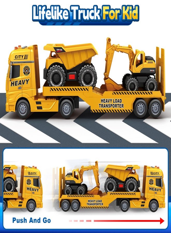 spring flower SpringFlower 3 4 5 6 Toddler Boy Toys, 25" Construction Carrier Toy with Excavator and Dump Truck,3 in 1 Truck, Christmas Birthday Gifts for Kids 3 4 5 6 Years Old - Image 5